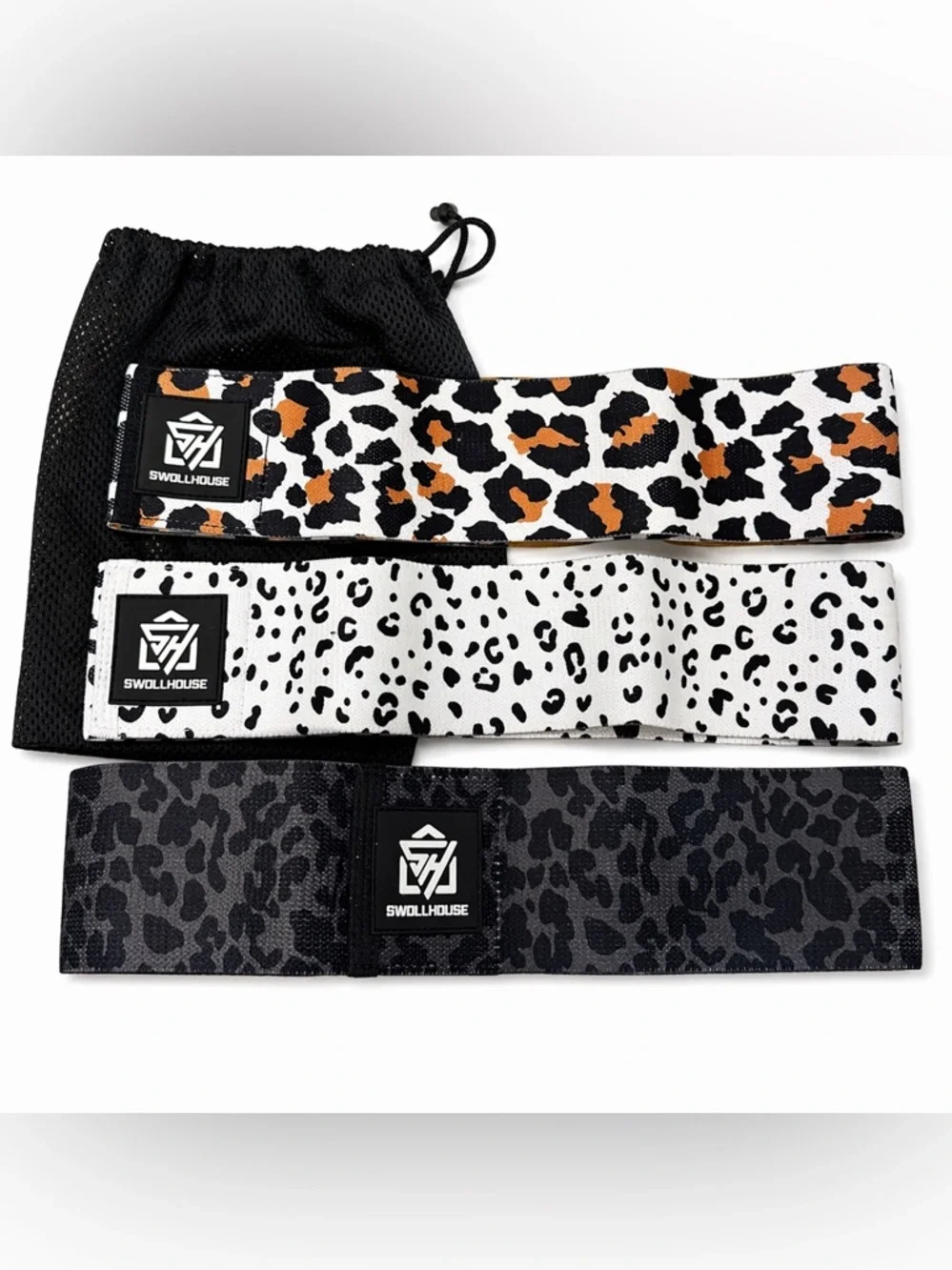 NEW Cheetah Print Booty Bands Set Resistance Bands Glute Workout 3 Pack w/ Bag